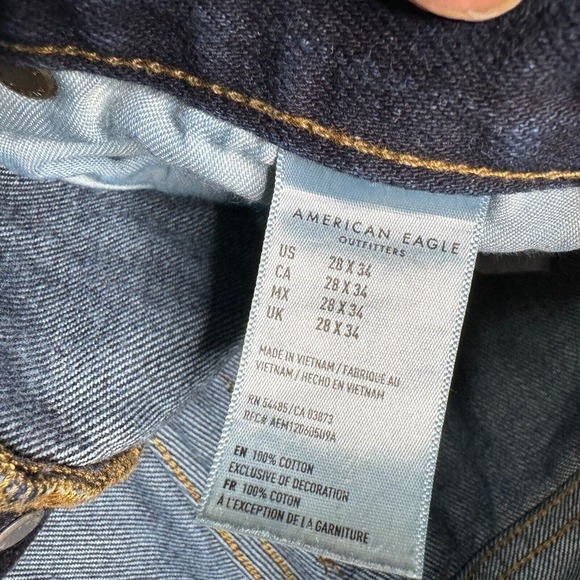 American Eagle Relaxed Taper Selvedge Jeans Womens 28x28 Dark Wash Mid Rise - Picture 12 of 13